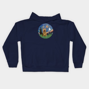 Starry Night Adapted to Include a Silky Terrier Kids Hoodie